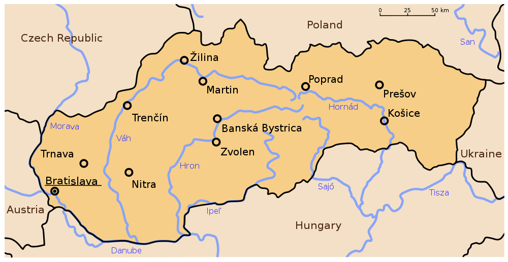 Mapa Slovenska Anglicky